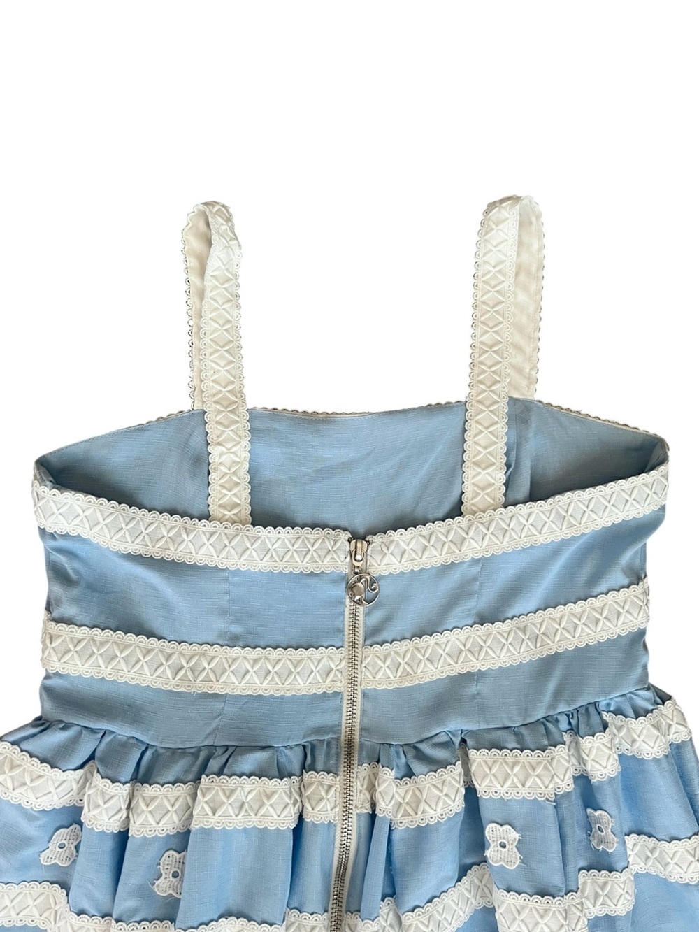 Barbie™ X Unique Vintage Blue & White Suburban Shopper 1959 Retro Sundress Sz 16 - Picture 8 of 12